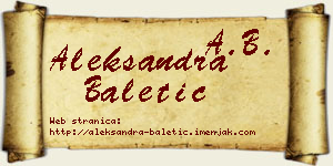 Aleksandra Baletić vizit kartica